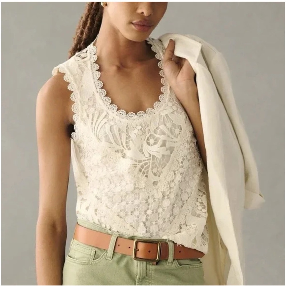 Anthropologie TINY Cream Lace Crochet Top